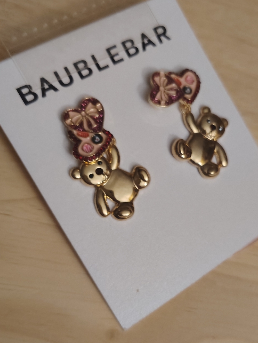 Baublebar Teddy Bear Box Of Chocolates Gold Charm Earrings